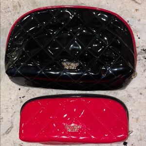 Victoria's Secret Black and Red Quilted Cosmetic Bag Set